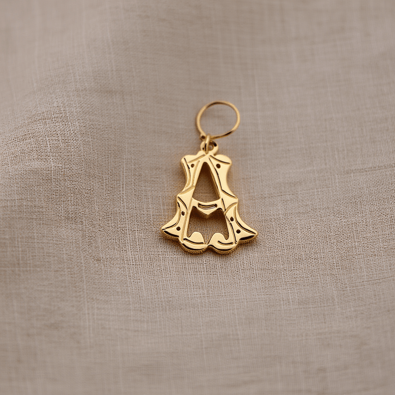 Medalha Letra A Raiada em Ouro de 19kl (1.4cm) - Loja do Ouro