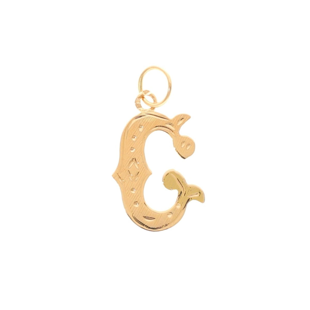 Medalha Letra G em Ouro 19kl com Efeito Raiado (1.5cm) - Loja do Ouro