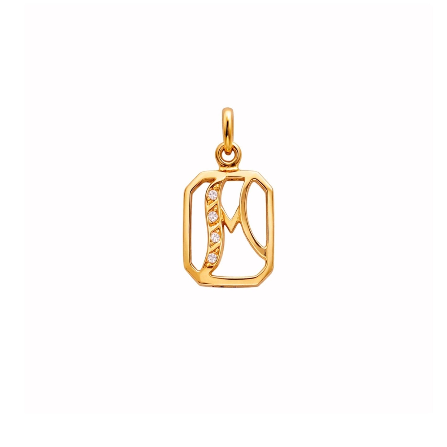 Medalha Letra M em Ouro de 19kl com Zircónias (1.4cm) - Loja do Ouro