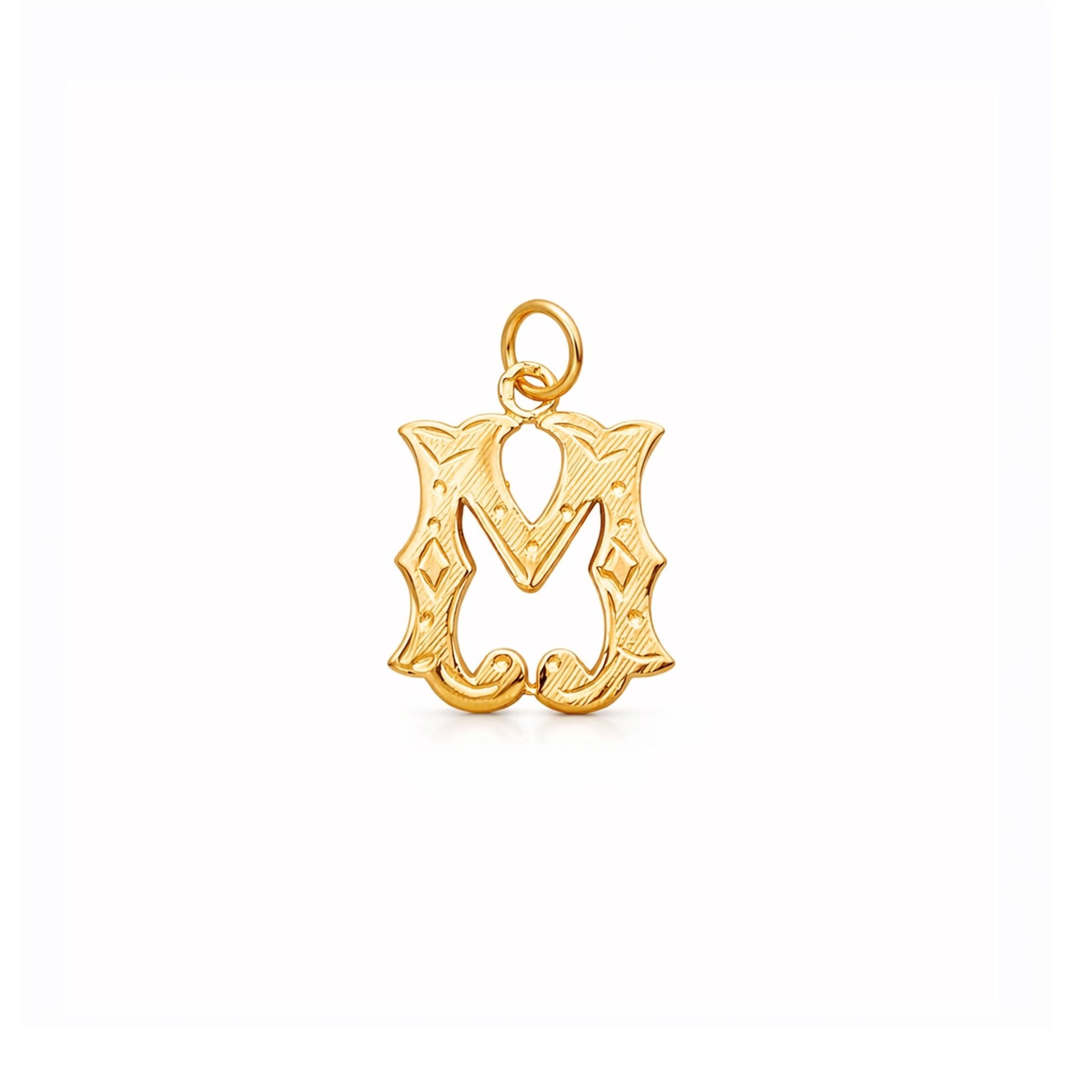 Medalha Letra M Raiada em Ouro de 19kl (1.43cm) - Loja do Ouro