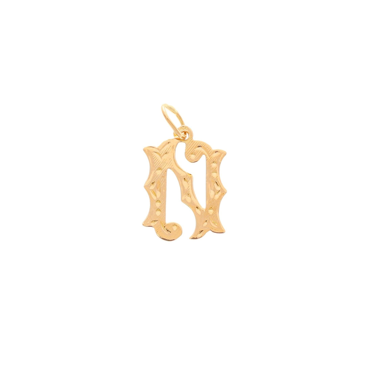 Medalla Letra N en oro 19kl con efecto de rayas - Gold Store Premium