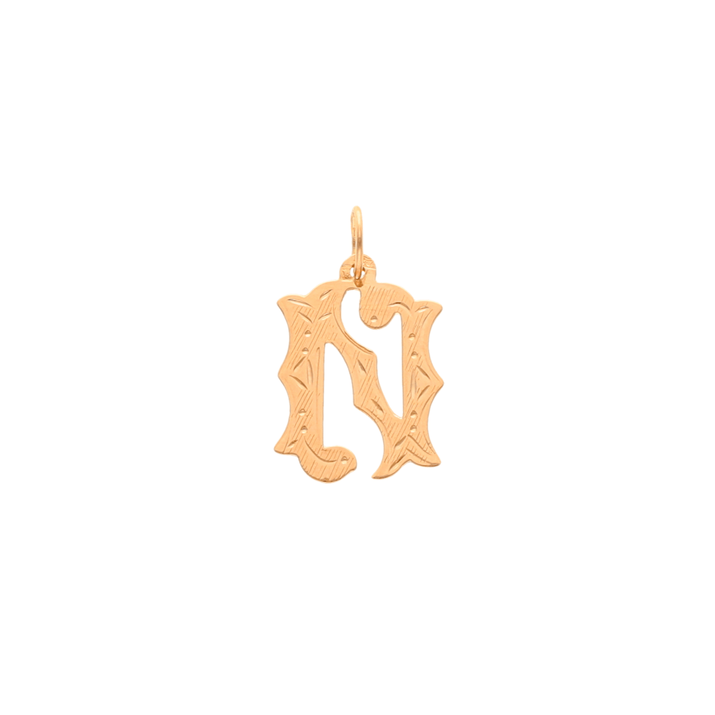 Medalha Letra N em Ouro de 19kl com Efeito Raiado (1.5cm) - Loja do Ouro