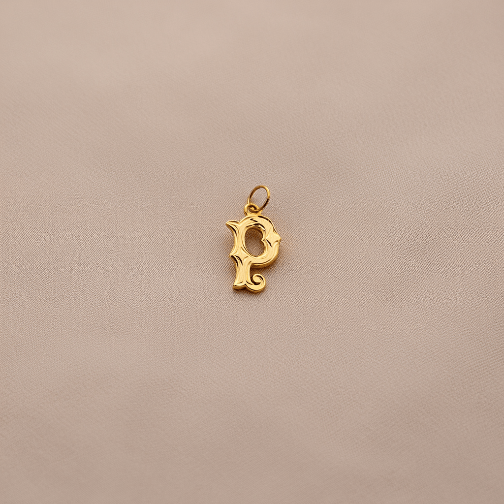 Medalha Letra P Raiada em Ouro de 19kl (1.5cm) - Loja do Ouro