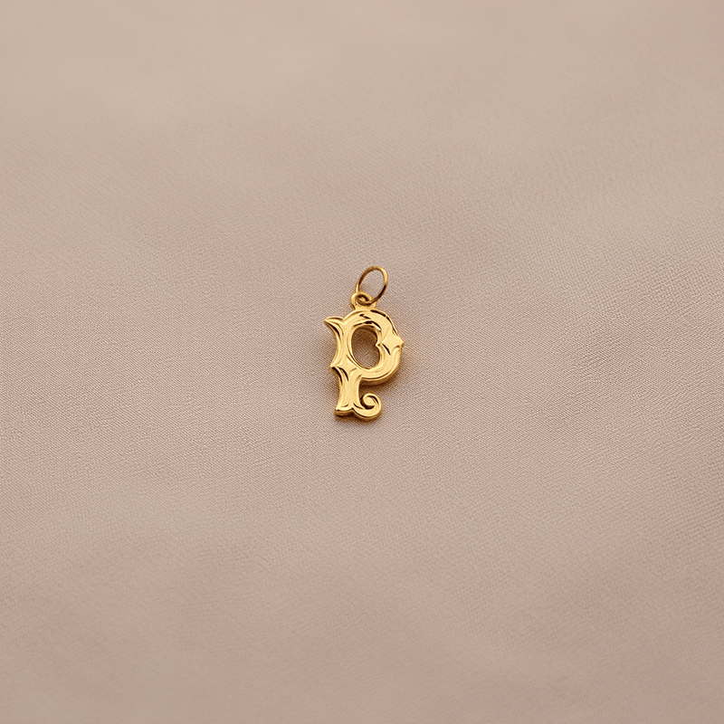 Medalha Letra P Raiada em Ouro de 19kl (1.5cm) - Loja do Ouro