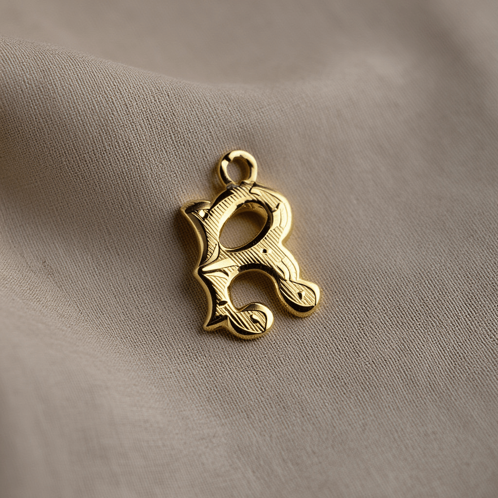 Medalha Letra R Raiada em Ouro de 19kl (1.1cm) - Loja do Ouro