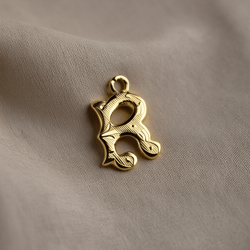 Medalha Letra R Raiada em Ouro de 19kl (1.1cm) - Loja do Ouro