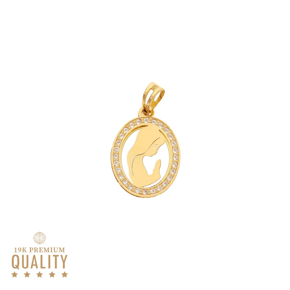 Medalha Nossa Senhora de Fátima em Ouro 19kl com Zircónias (1.4cm) - Loja do Ouro