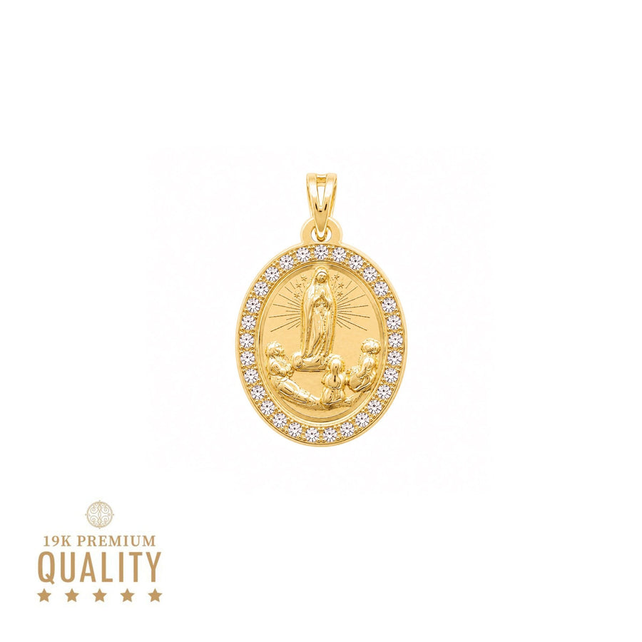 Medalha Nossa Sra de Fátima em Ouro 19kl com Zircónias (1.4cm) - Loja do Ouro