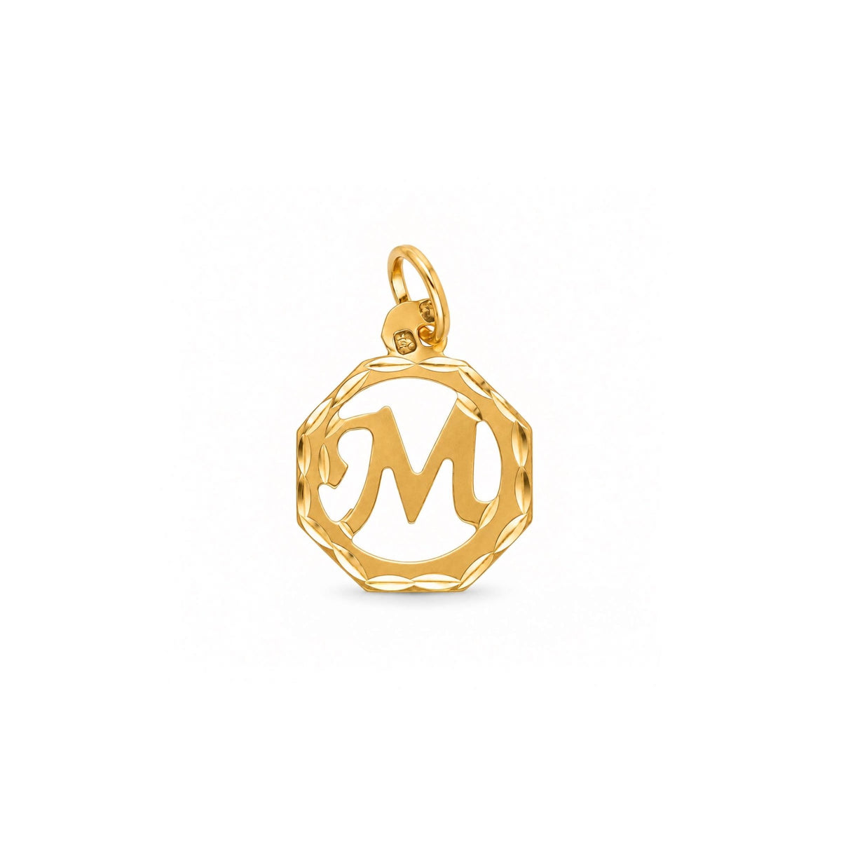 Medalha Octogonal com Letra M em Ouro 19kl (1,2cm) - Loja do Ouro