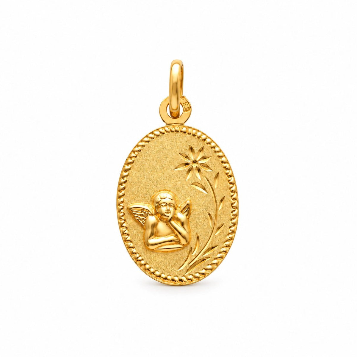Medalha Oval Anjo da Guarda em Ouro 19kl (1.93cm) - Loja do Ouro