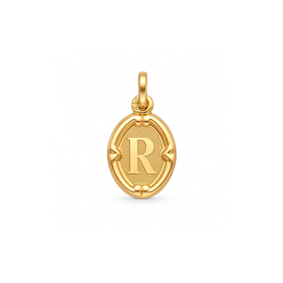 Medalha Oval com Letra R em Ouro 19kl (1,2cm) - Loja do Ouro