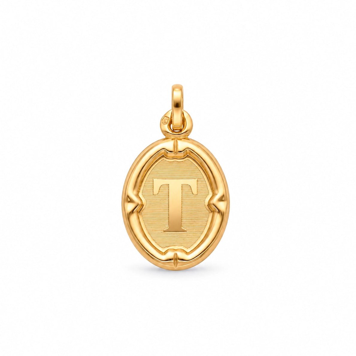 Medalha Oval com Letra T em Ouro 19kl (2,2cm) - Loja do Ouro