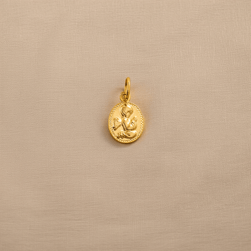 Medalha Oval em Ouro 19kl com Anjo da Guarda em Relevo (1.1cm) - Loja do Ouro