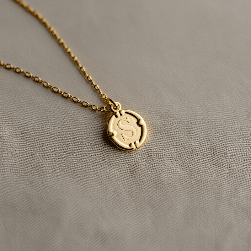 Medalha Oval em Ouro 19kl com Letra S (1.2cm) - Loja do Ouro