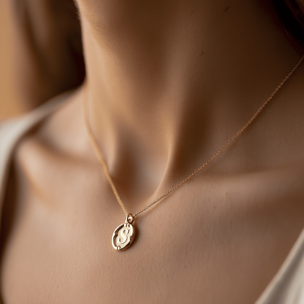 Medalha Oval em Ouro 19kl com Letra S (1.2cm) - Loja do Ouro