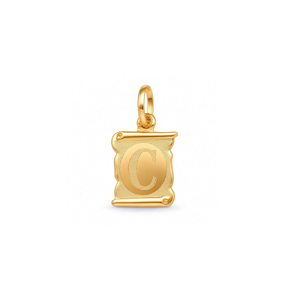 Medalha Papiro com Letra C em Ouro 19kl (1,15cm) - Loja do Ouro