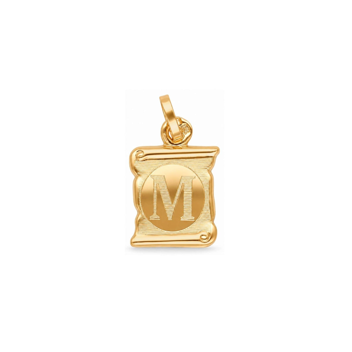 Medalha Papiro com Letra M em Ouro 19kl (1,21cm) - Loja do Ouro