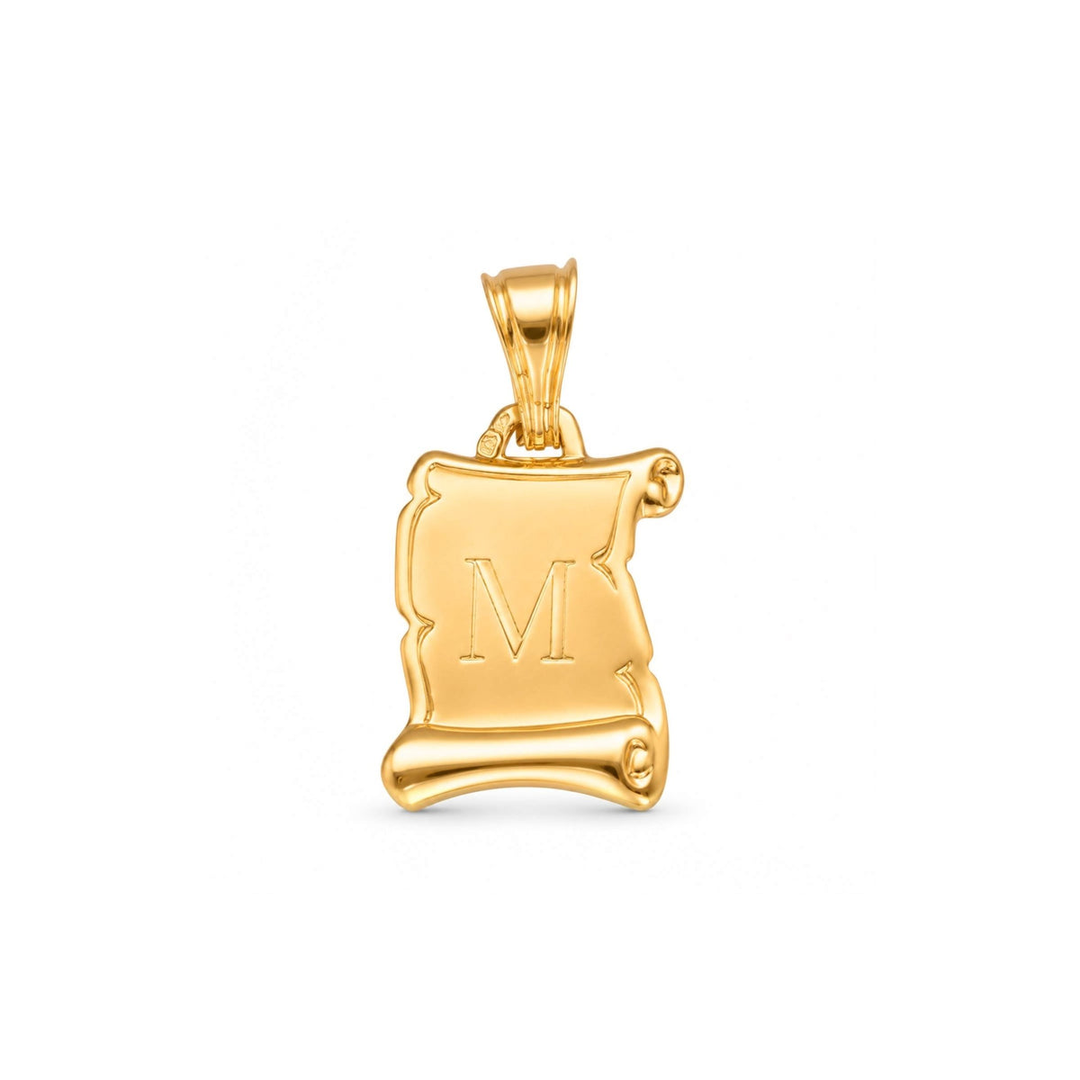 Medalha Papiro com Letra M em Ouro 19kl (1,49cm) - Loja do Ouro