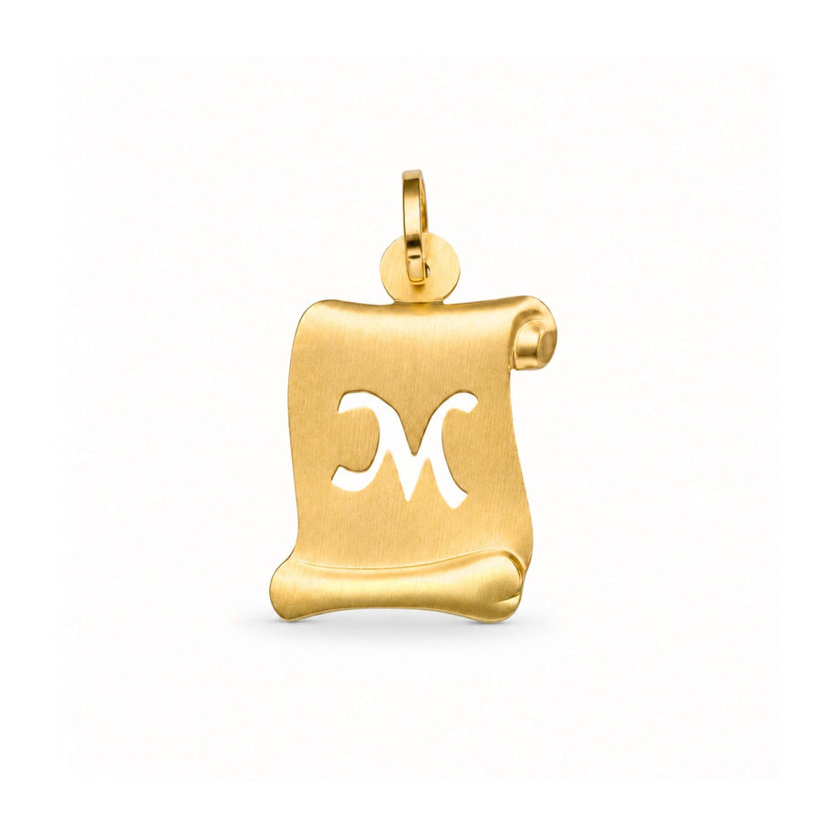 Medalha Papiro com Letra M em Ouro 19kl (1,76cm) - Loja do Ouro