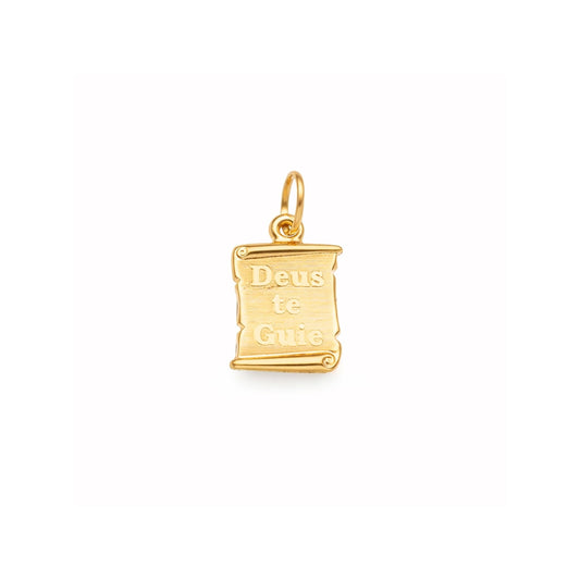 Medalha Papiro "Deus Te Guie" em Ouro 19kl (1.2cm) - Loja do Ouro