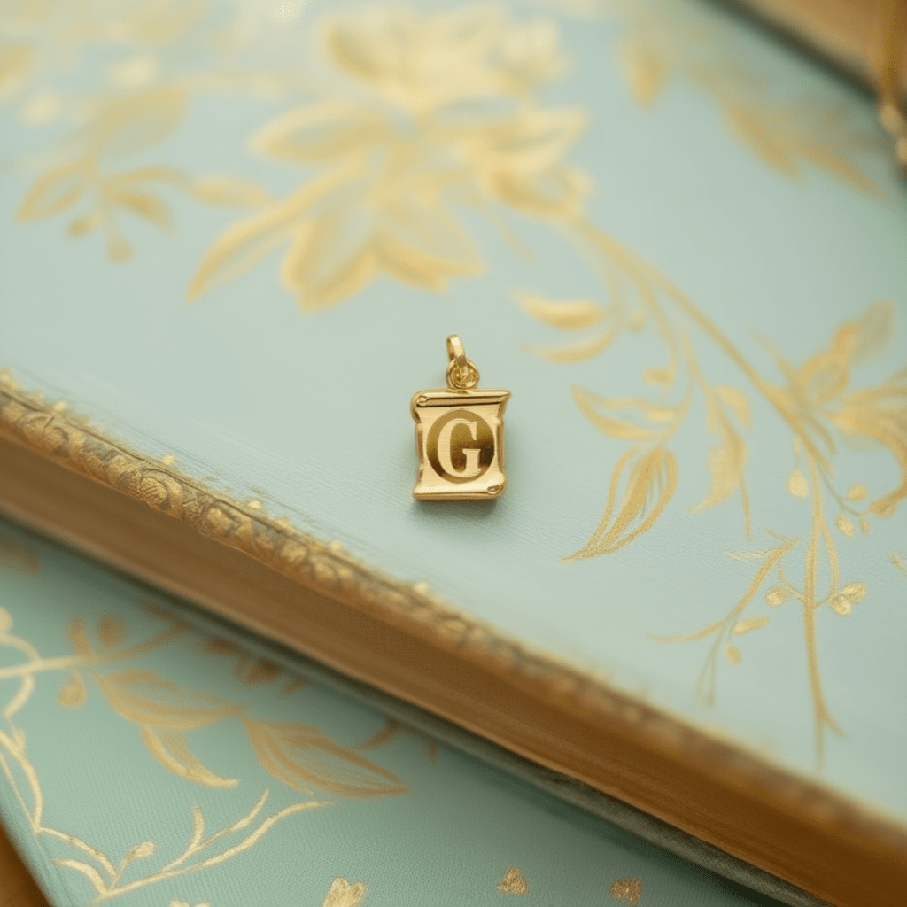 Medalha Papiro em Ouro 19kl com Letra G (1.1cm) - Loja do Ouro