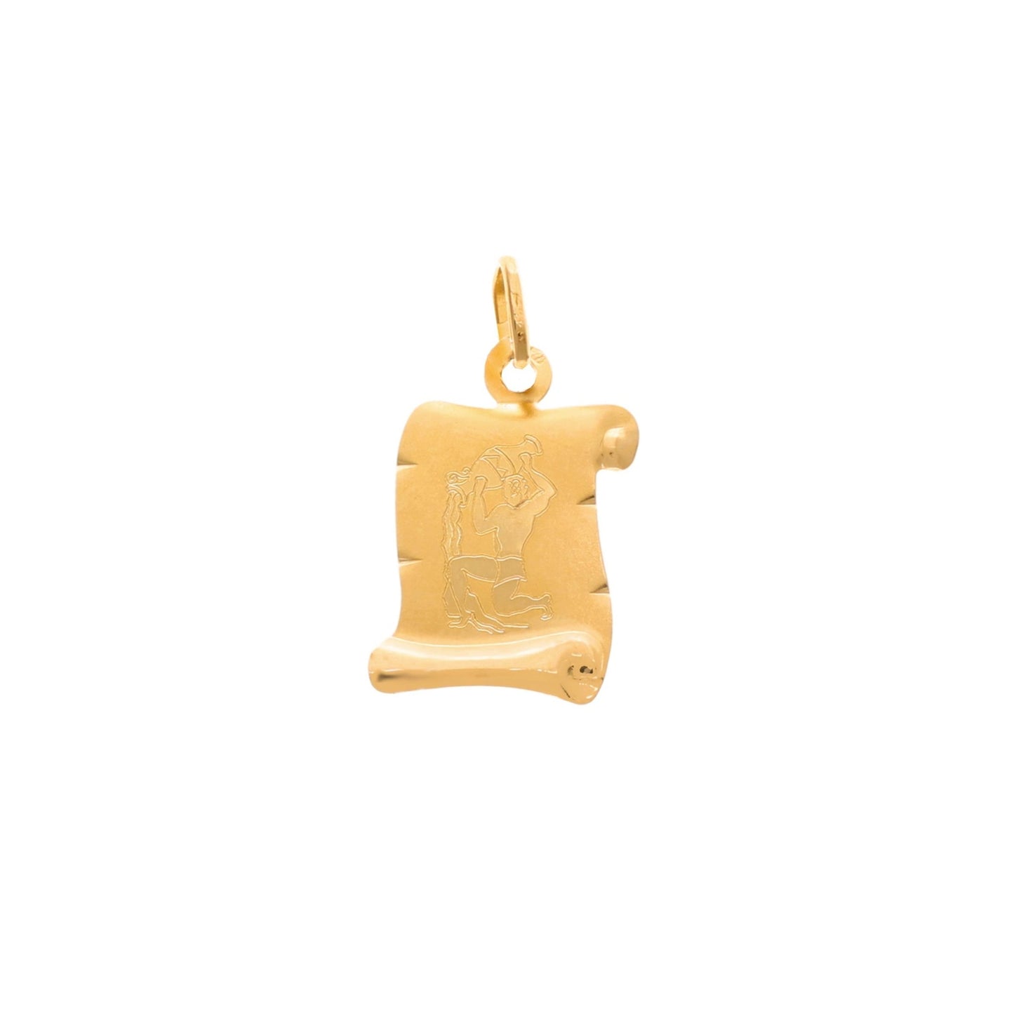 Medalha Papiro em Ouro 19kl com Signo Aquário - Loja do Ouro