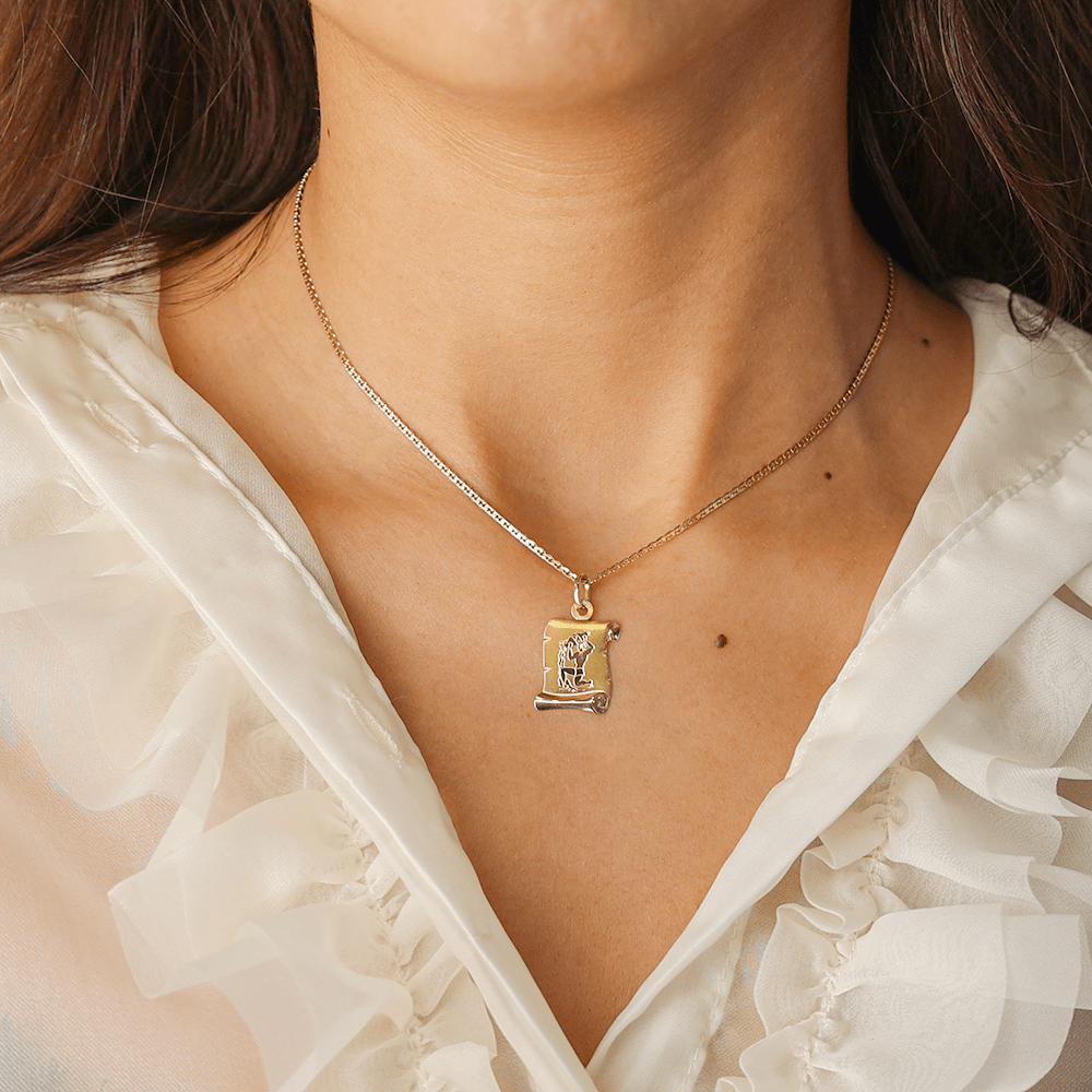 Medalla de Papiro en 19 kl de oro con signo de Acuario - Gold Store Premium
