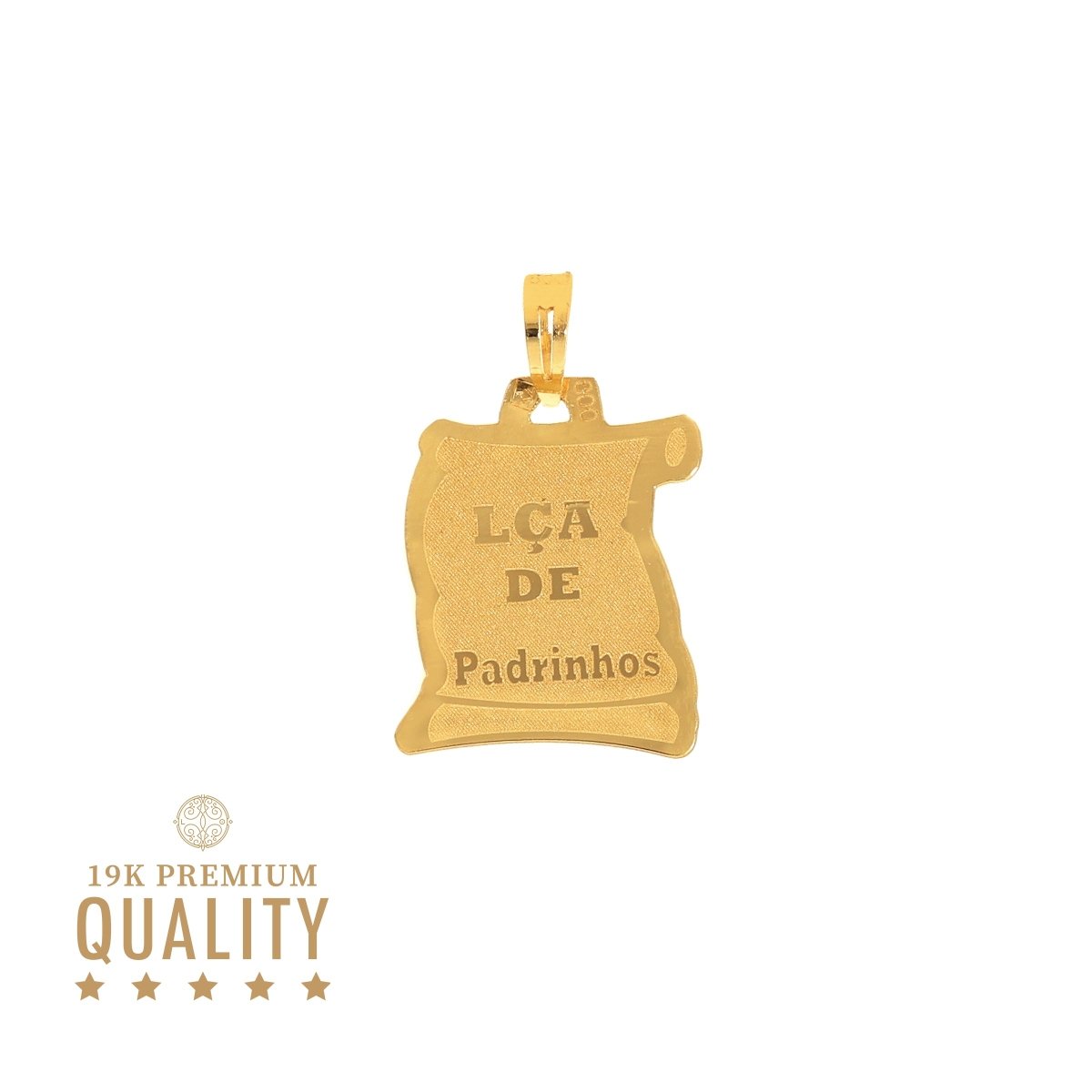Medalha Papiro "Lça de Padrinhos" em Ouro 19kl - Loja do Ouro