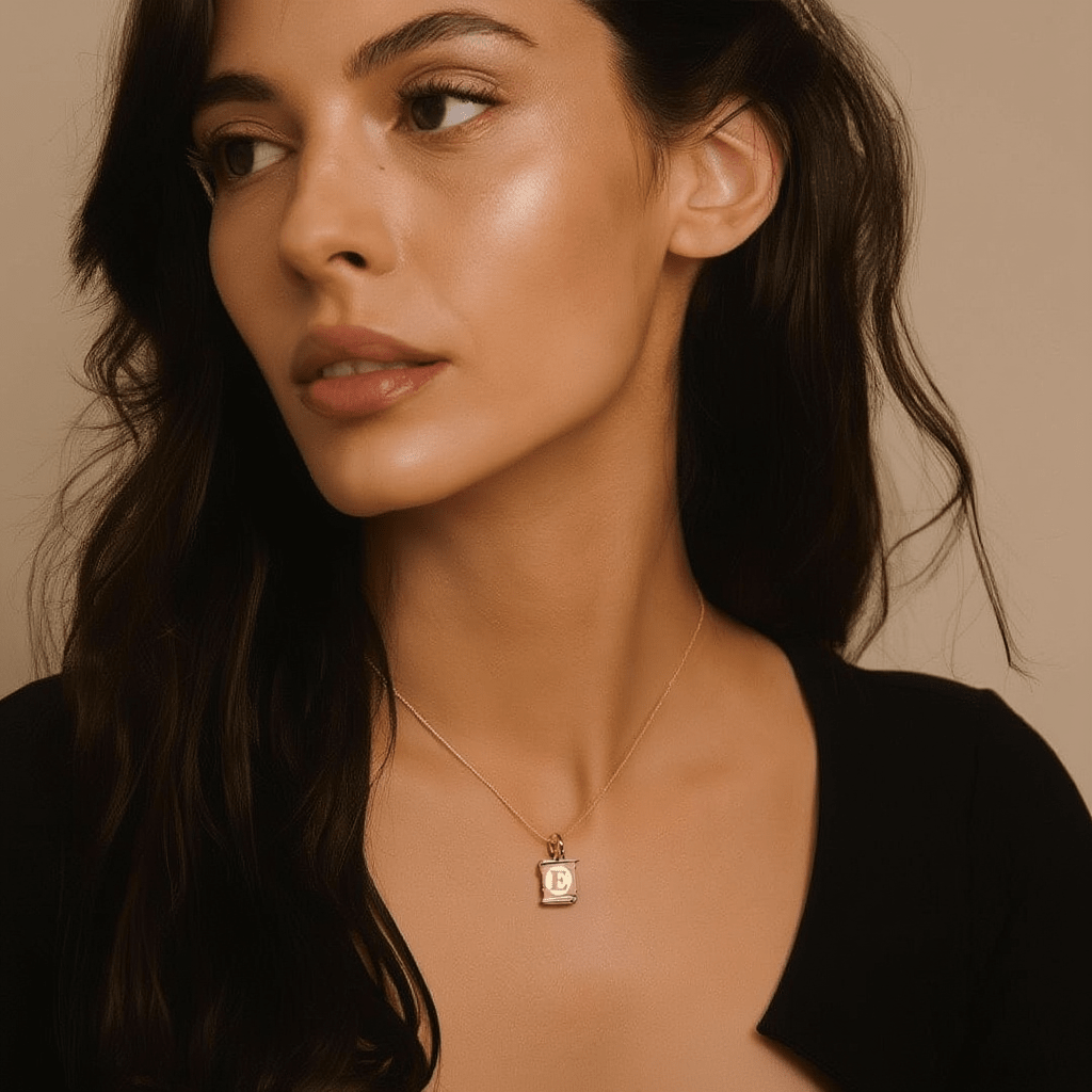 Medalha Papiro Letra “E” em Ouro 19kl (1.2cm) - Loja do Ouro