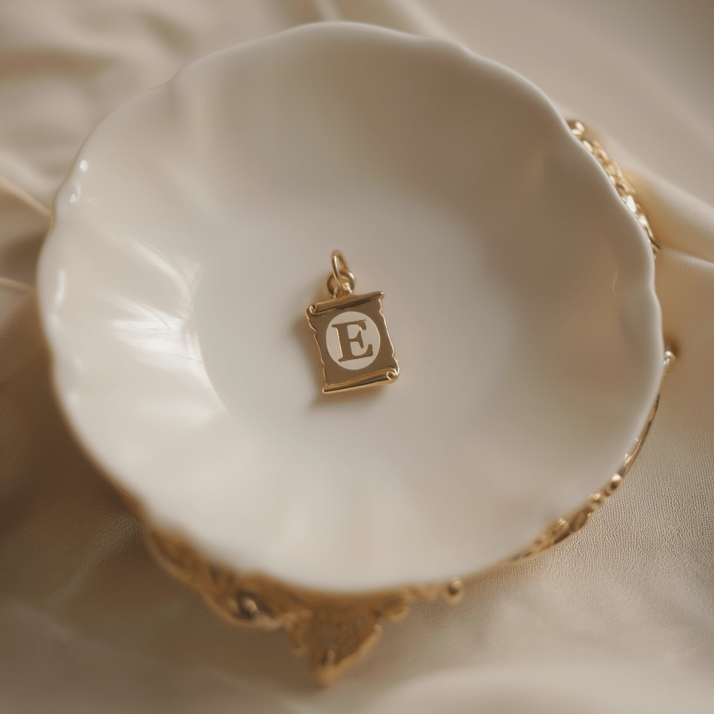 Medalha Papiro Letra “E” em Ouro 19kl (1.2cm) - Loja do Ouro