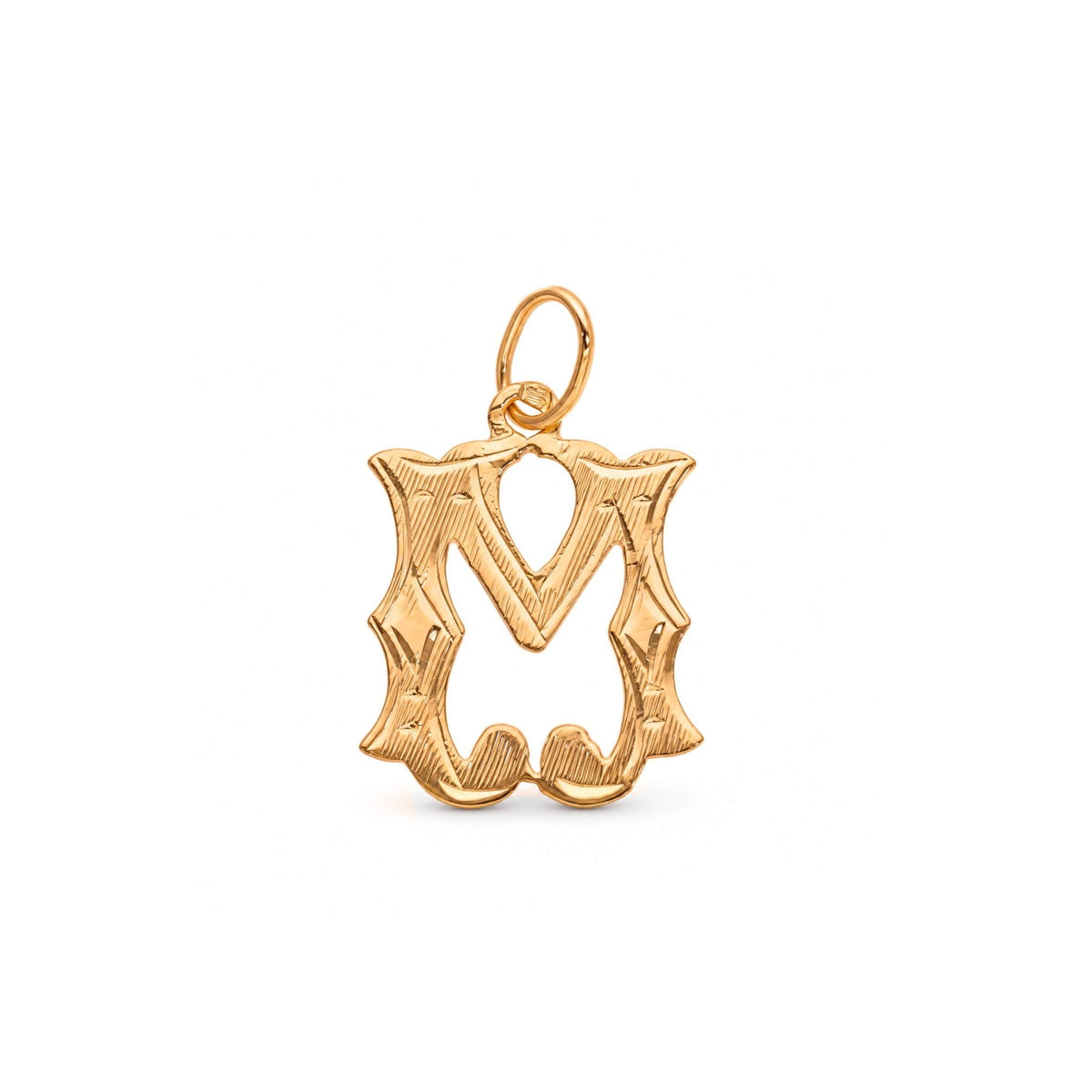 Medalha Raiada com Letra M em Ouro 19kl (1,45cm) - Loja do Ouro