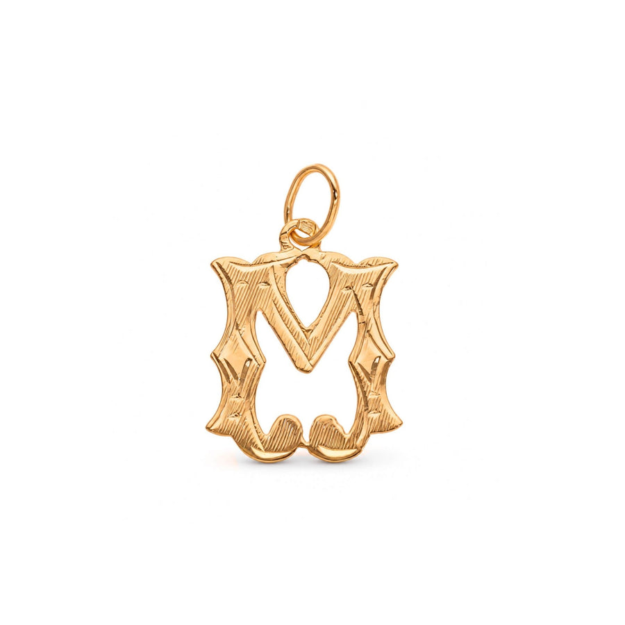 Medalha Raiada com Letra M em Ouro 19kl (1,45cm) - Loja do Ouro