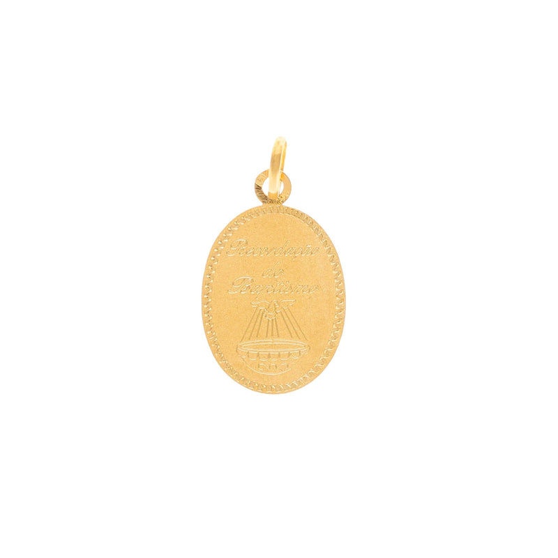 Medalha "Recordação de Baptismo" Oval em Ouro 19kl - Loja do Ouro