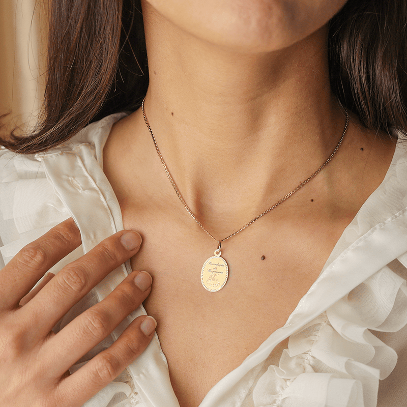 Medalha "Recordação de Baptismo" Oval em Ouro 19kl - Loja do Ouro