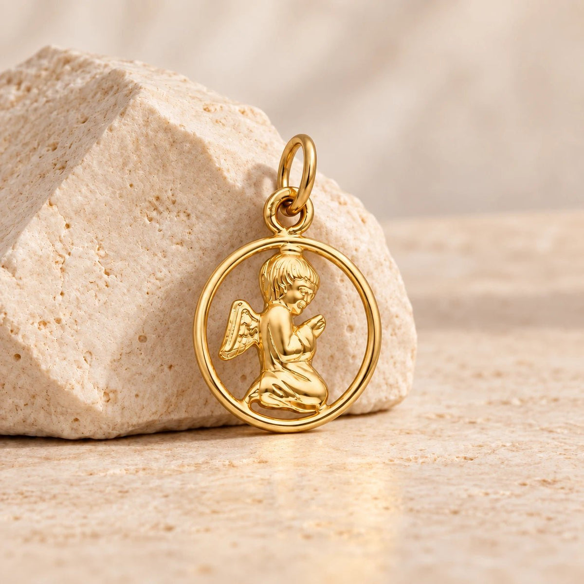 Medalha Redonda Anjo da Guarda em Ouro 19kl (1.26cm) - Loja do Ouro