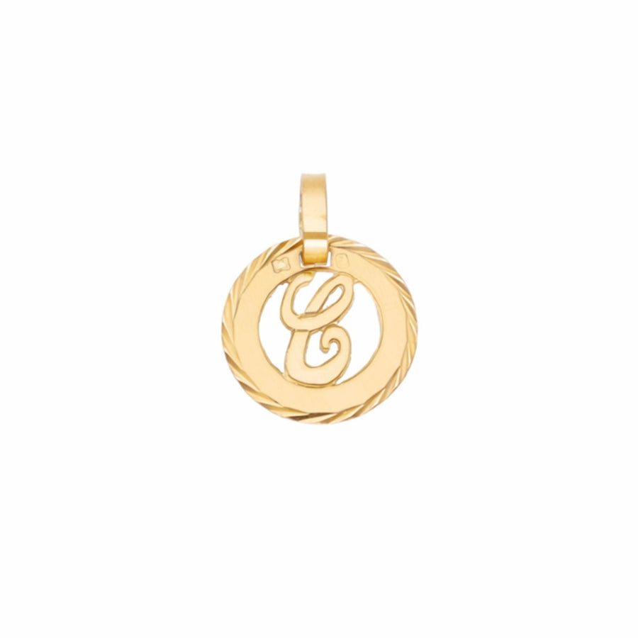Medalha Redonda em Ouro 19kl com Letra C - Loja do Ouro