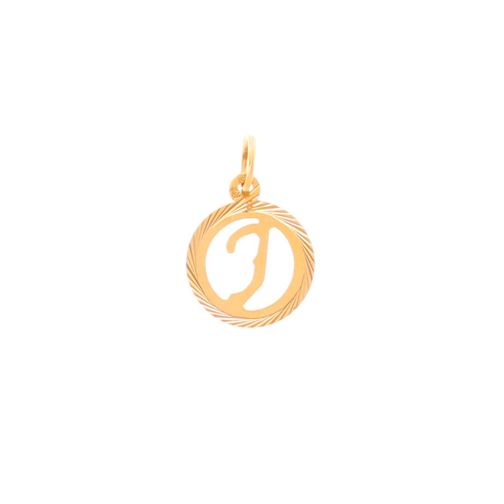 Medalla redonda en oro de 19 kl con letra J (1