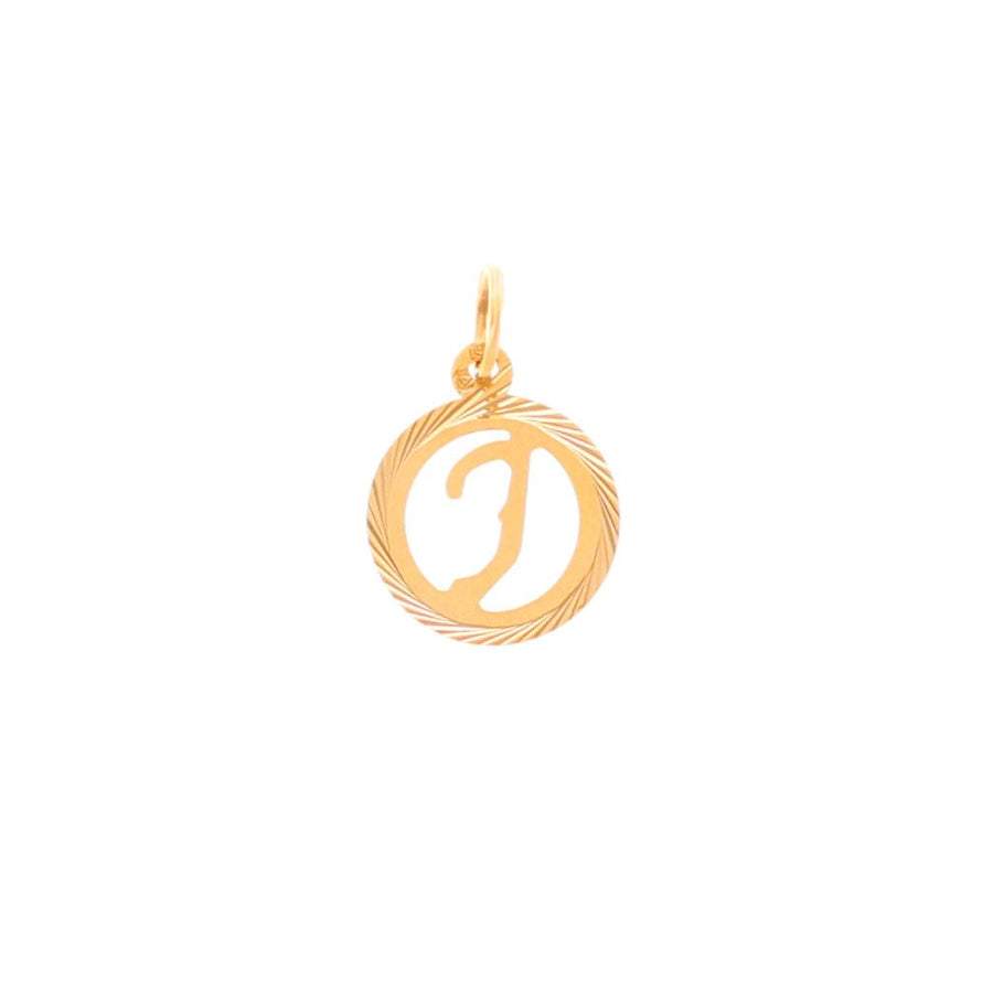Medalla redonda en oro de 19 kl con letra J (1