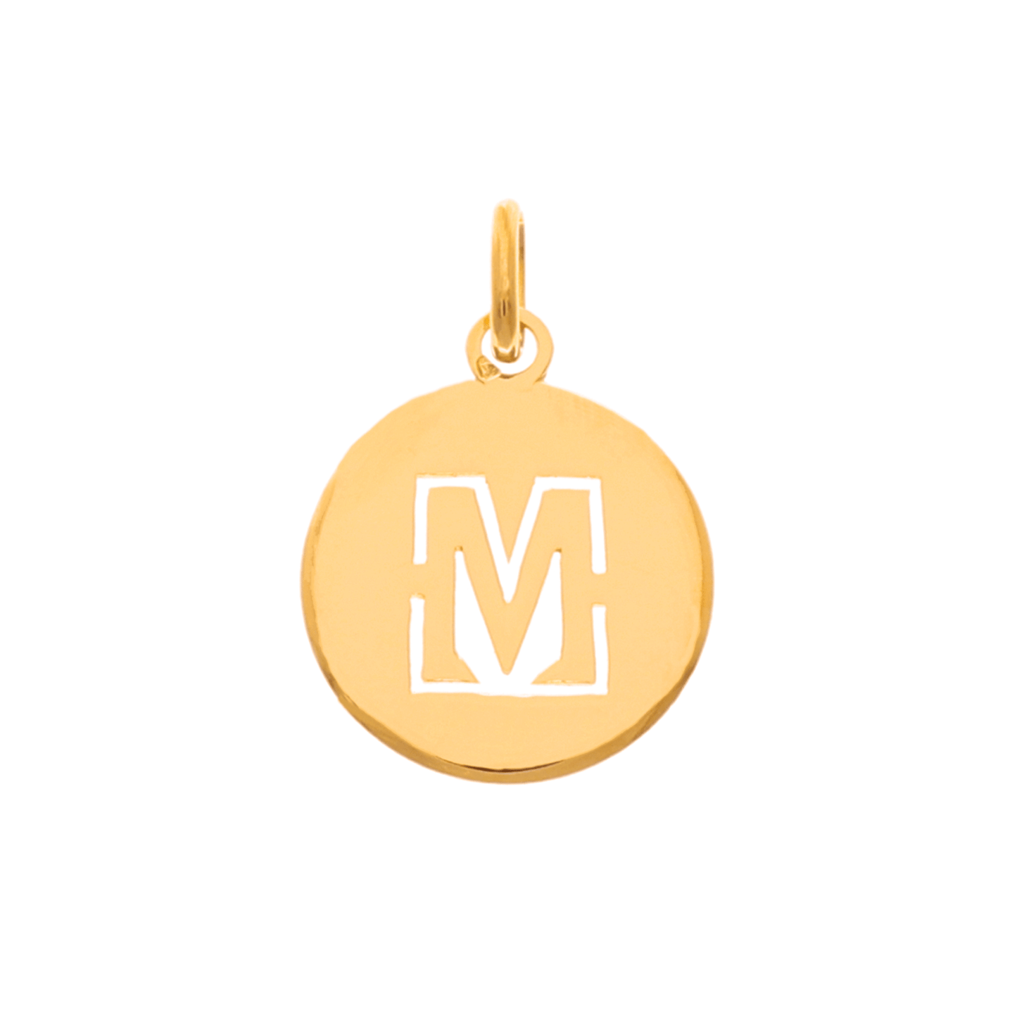 Medalha Redonda em Ouro 19kl com Letra M Recortada - Loja do Ouro