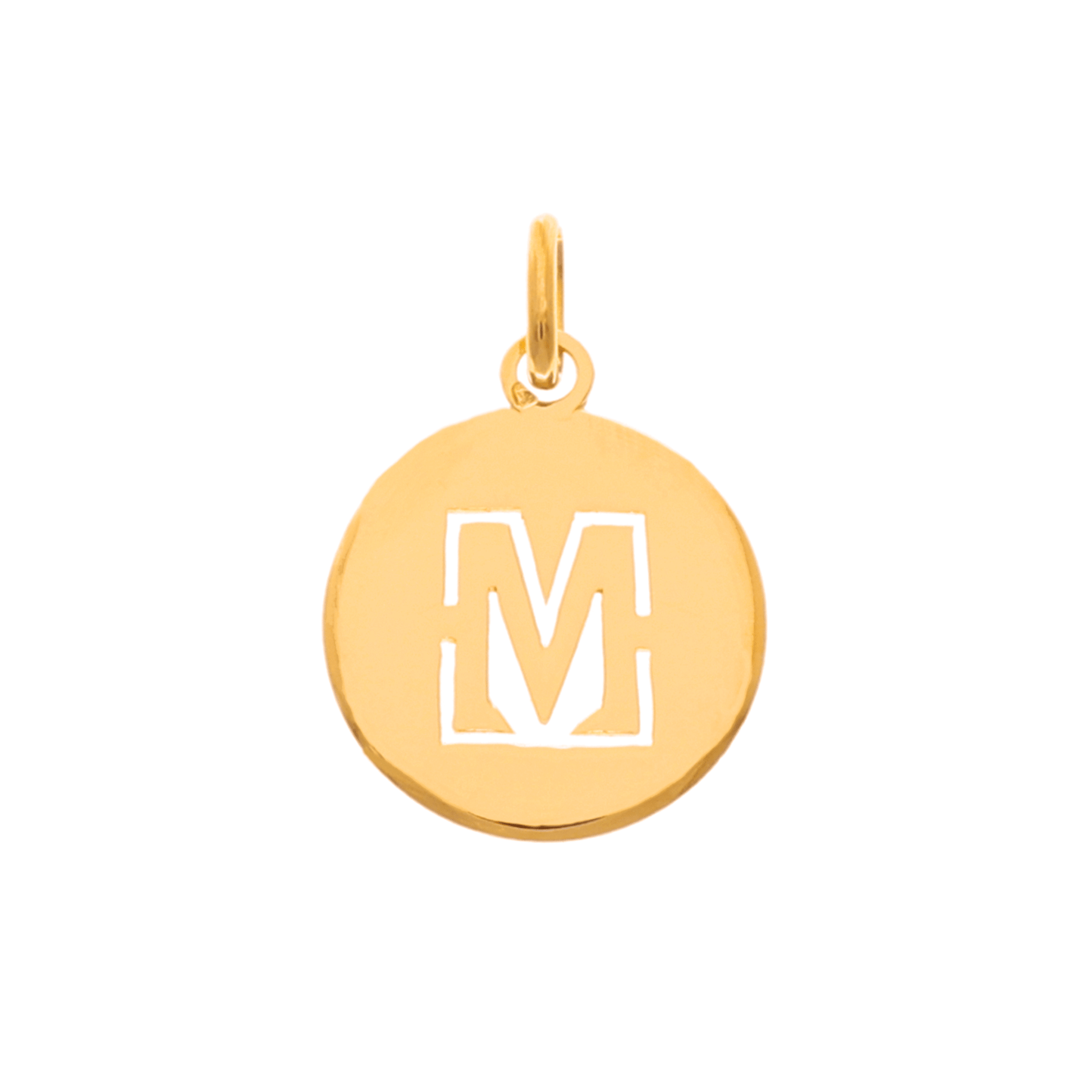 Medalha Redonda em Ouro 19kl com Letra M Recortada - Loja do Ouro