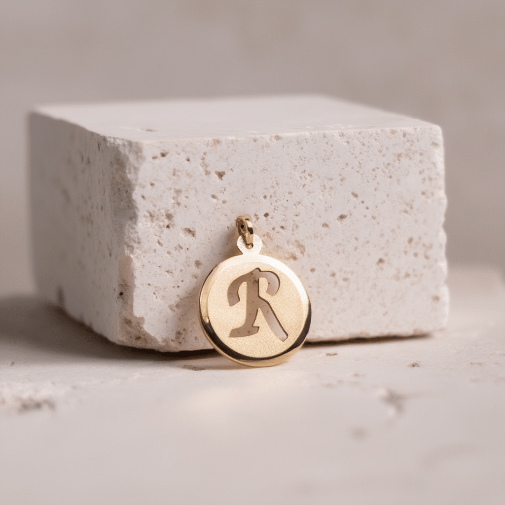 Medalha Redonda em Ouro 19kl com Letra R (1.7cm) - Loja do Ouro