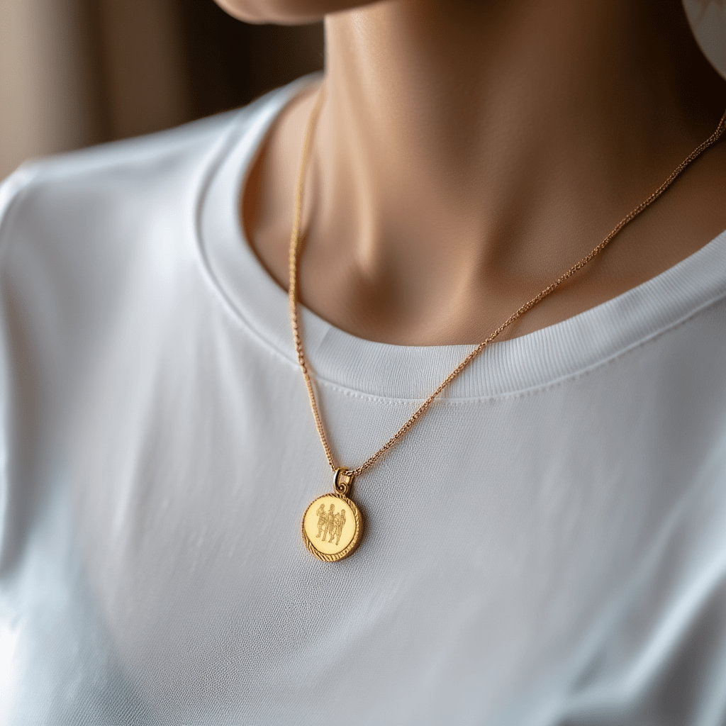 Medalha Redonda Signo Gémeos em Ouro 19kl (1.3cm) - Loja do Ouro