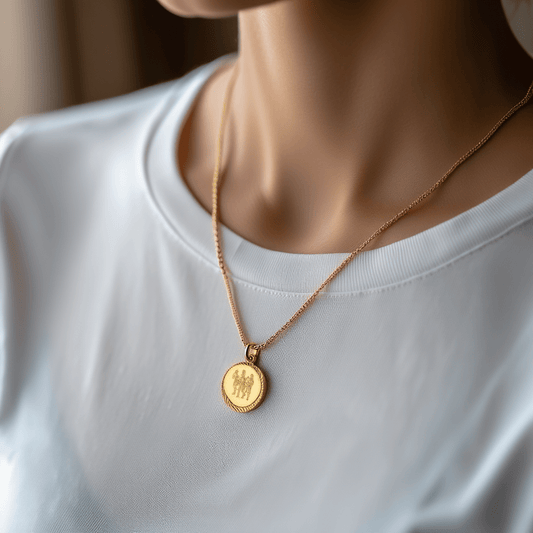 Medalha Redonda Signo Gémeos em Ouro 19kl (1.3cm) - Loja do Ouro
