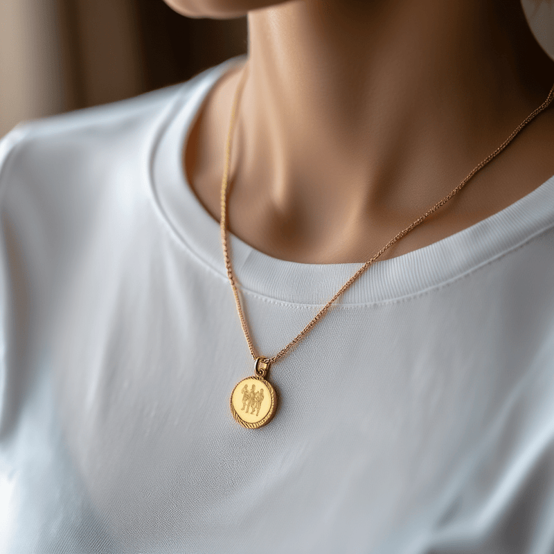 Medalha Redonda Signo Gémeos em Ouro 19kl (1.3cm) - Loja do Ouro