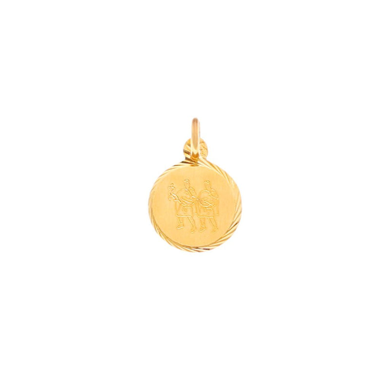 Medalha Redonda Signo Gémeos em Ouro 19kl (1.3cm) - Loja do Ouro