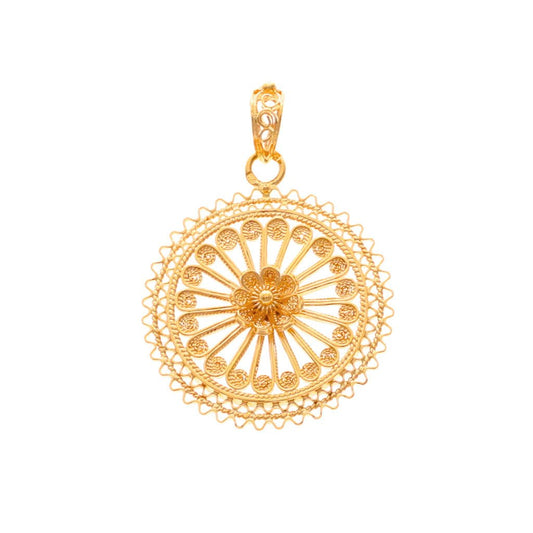 Medalha Rendilhada em Ouro de 19kl com Flor (2.7cm) - Loja do Ouro