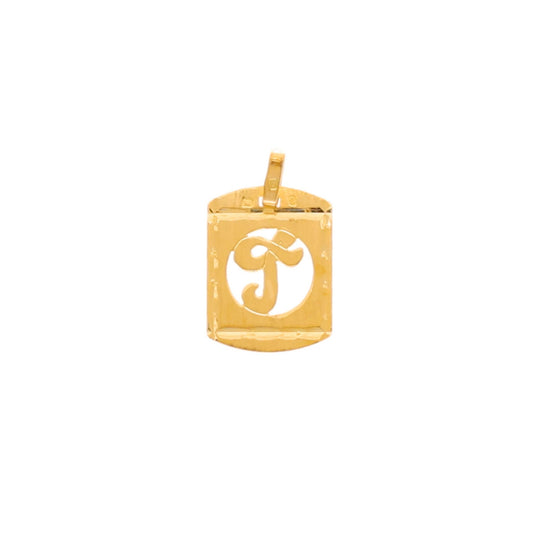 Medalha Retângulo Letra T em Ouro 19kl (1.7cm) - Loja do Ouro