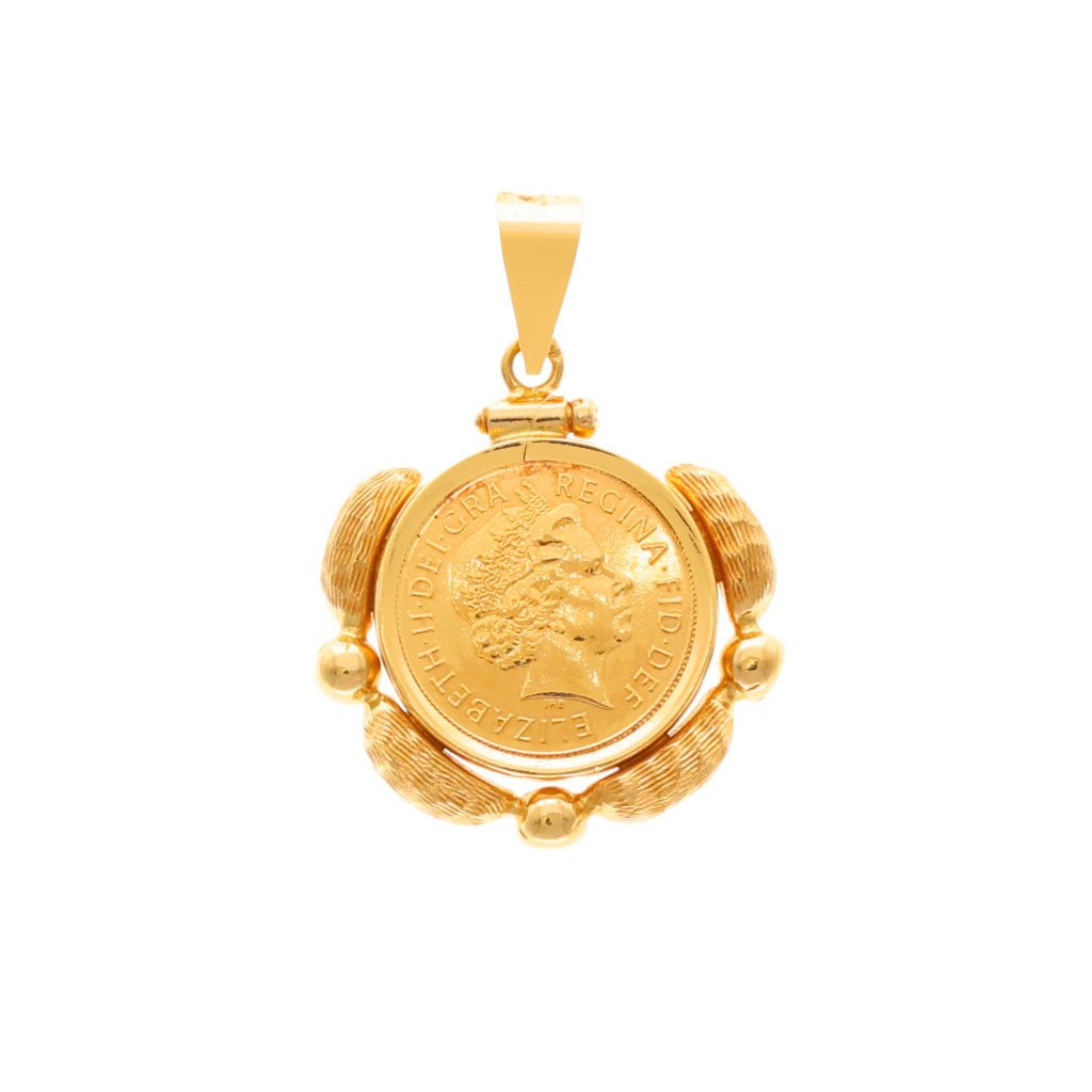 Meia Libra Rainha Elizabeth II (2001) em Ouro 22kl com Aro Trabalhado em Ouro de 19kl - Loja do Ouro