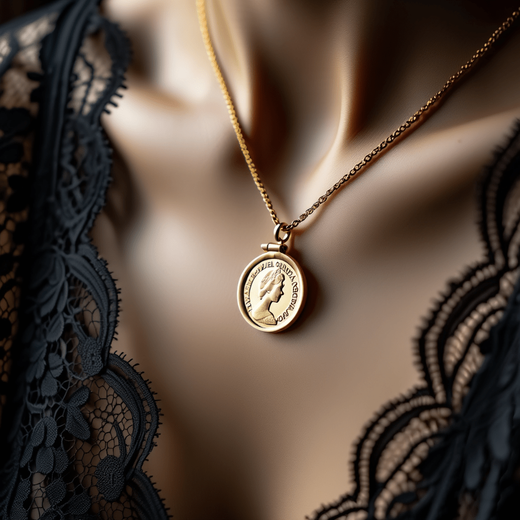 Meia Libra Rainha Isabel II (1982) em Ouro 22kl com Aro Simples em Ouro de 19kl - Loja do Ouro