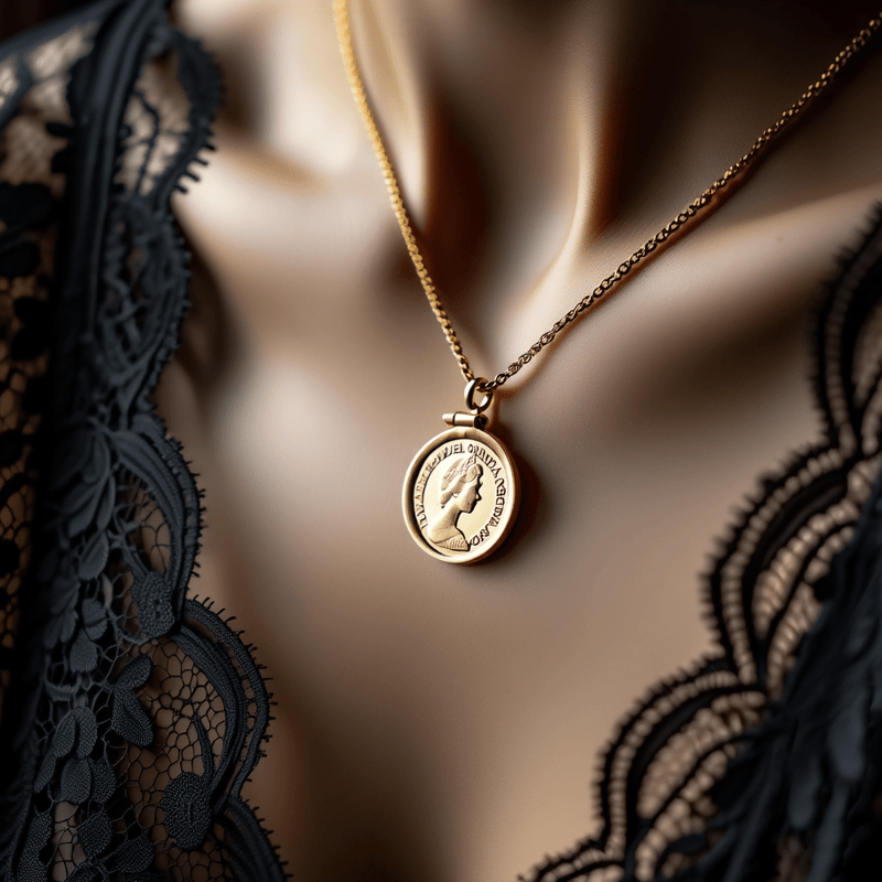 Meia Libra Rainha Isabel II (1982) em Ouro 22kl com Aro Simples em Ouro de 19kl - Loja do Ouro